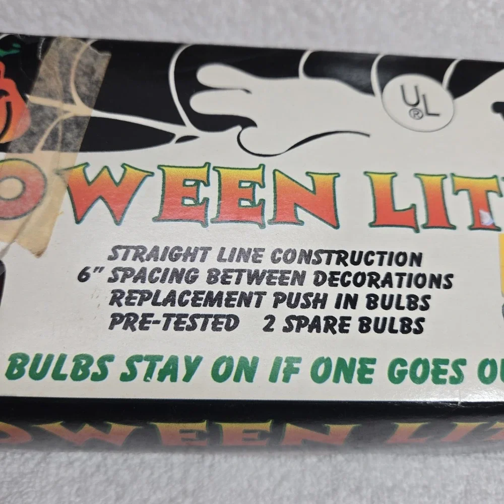 Vtg Blow Mold Halloween Lights 10 Jack o' Lantern String Bulbs Lot Of 3 Packages